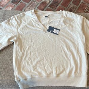 Cream V Neck Sweatshirt